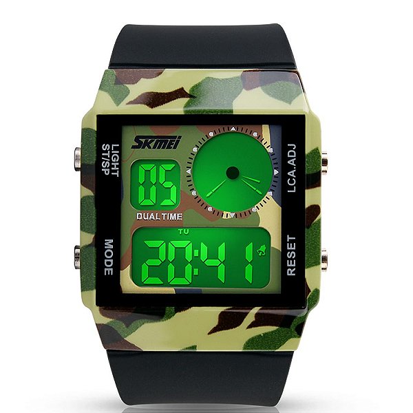 Relógio Masculino Skmei Digital 0841 - Preto e Verde Camuflado