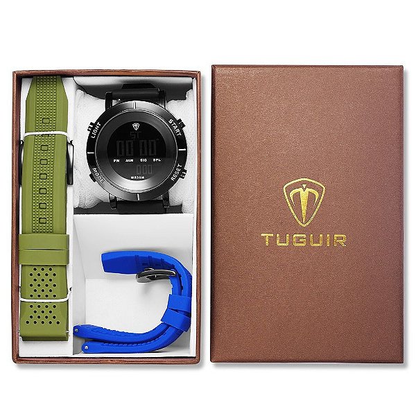 Kit Relógio Masculino Tuguir Digital TG104 - Preto com Brinde