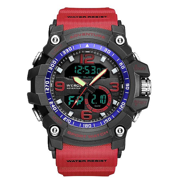 Relógio Masculino Weide AnaDigi WA3J8001 - Vermelho e Preto