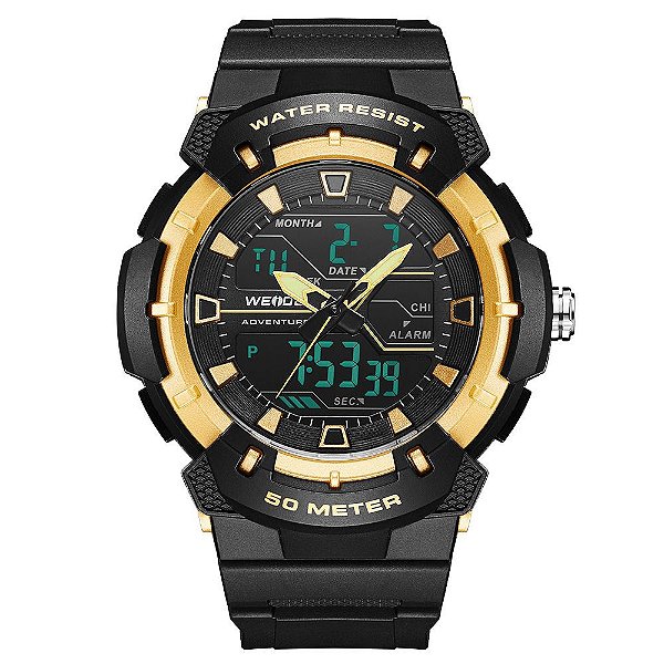 Relógio Masculino Weide AnaDigi WA3J8008 - Preto e Dourado