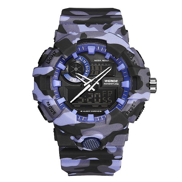 Relógio Masculino Weide AnaDigi WA3J8007 - Azul Camuflado