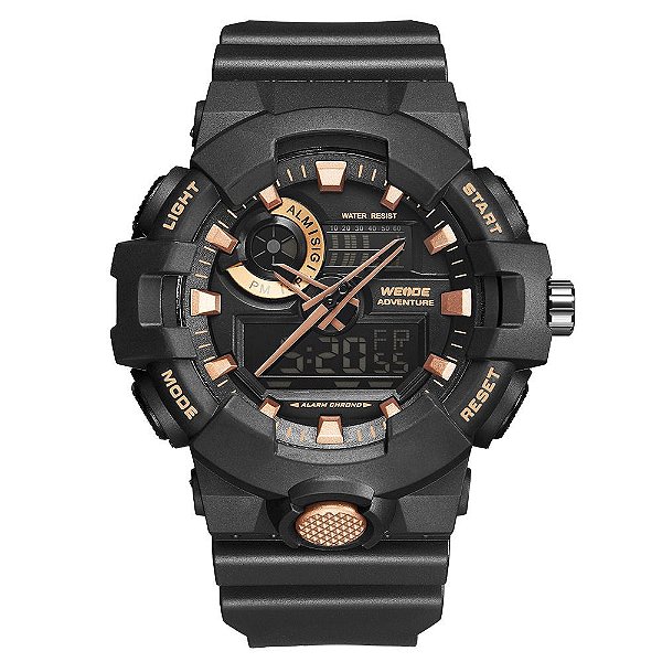 Relógio Masculino Weide AnaDigi WA3J8007 - Preto e Rosê