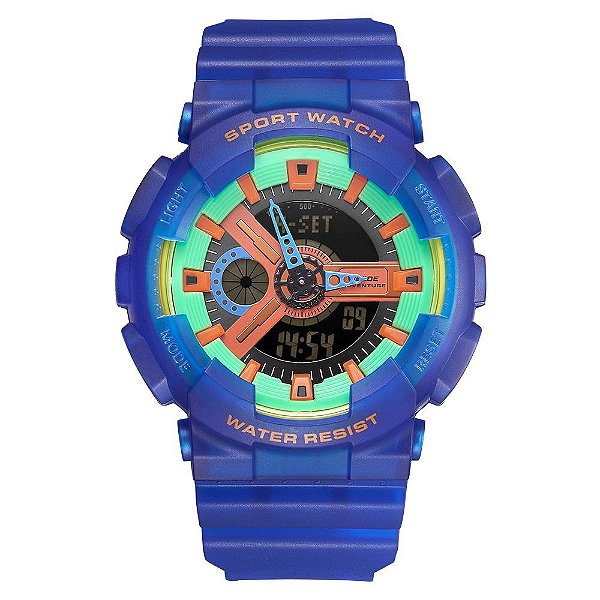 Relógio Masculino Weide AnaDigi WA3J8004 Azul e Verde