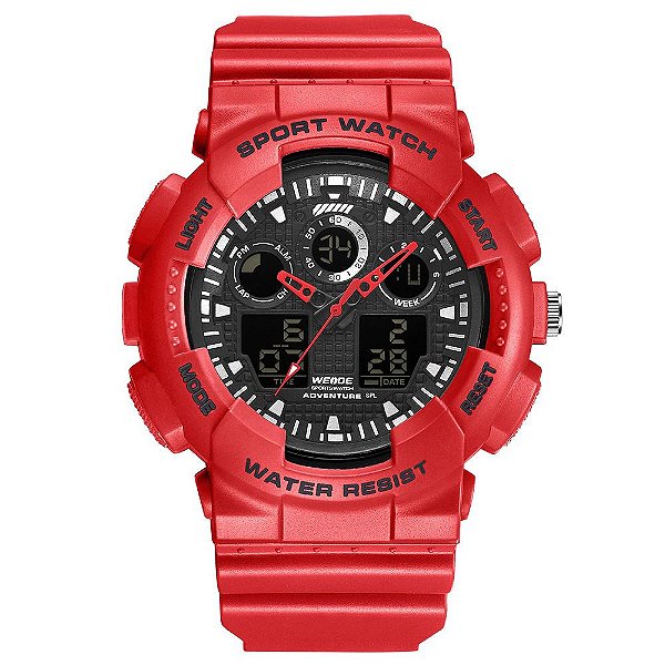 Relógio Masculino Weide AnaDigi WA3J8003 - Vermelho e Preto