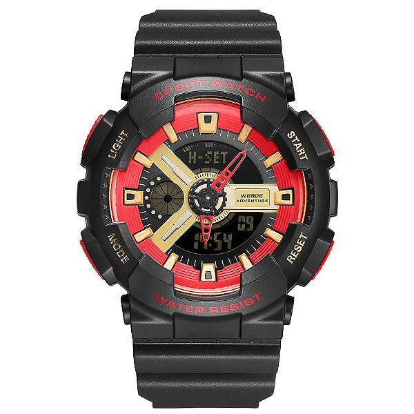 Relógio Masculino Weide AnaDigi WA3J8004 - Preto e Vermelho