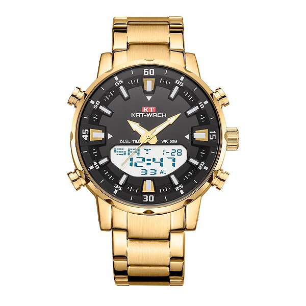 Relógio Masculino Kat-Wach AnaDigi KT1815 - Dourado e Preto