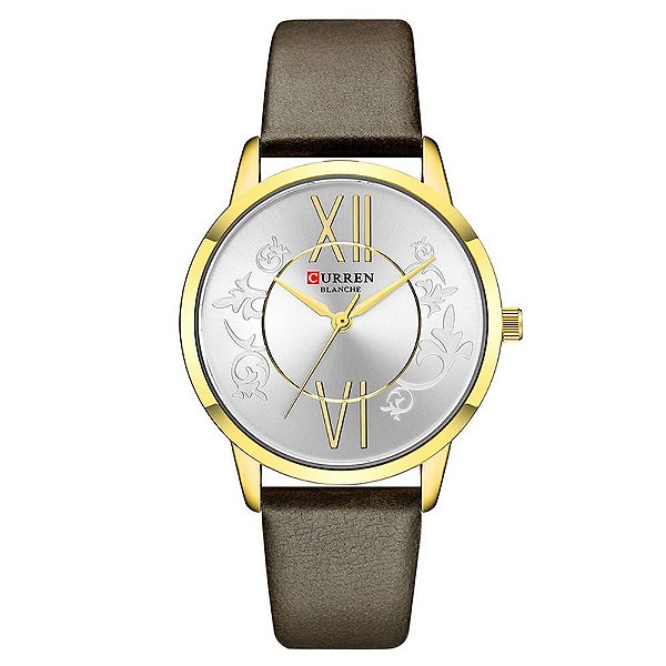 Relógio Feminino Curren Analógico C9049L - Dourado e Marrom