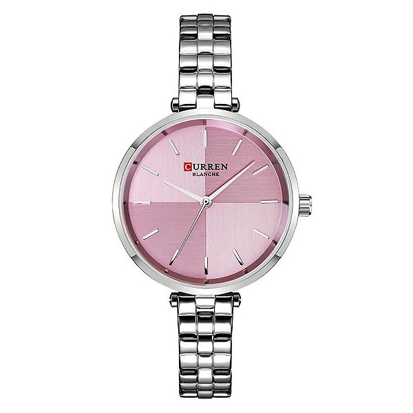 Relógio Feminino Curren Analógico C9043L - Prata e Rosa