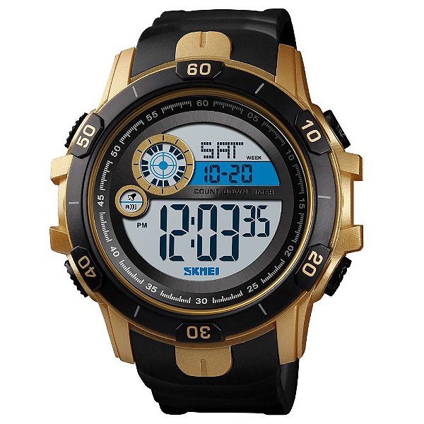 Relógio Masculino Skmei Digital 1523 - Preto e Dourado