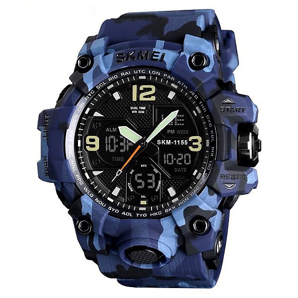 Relógio Masculino Skmei AnaDigi 1155B - Azul e Camuflado