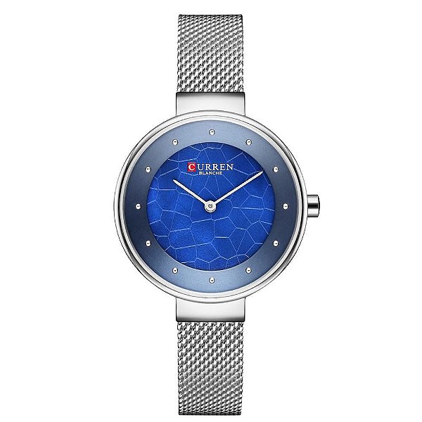 Relógio Feminino Curren Analógico C9032L - Prata e Azul