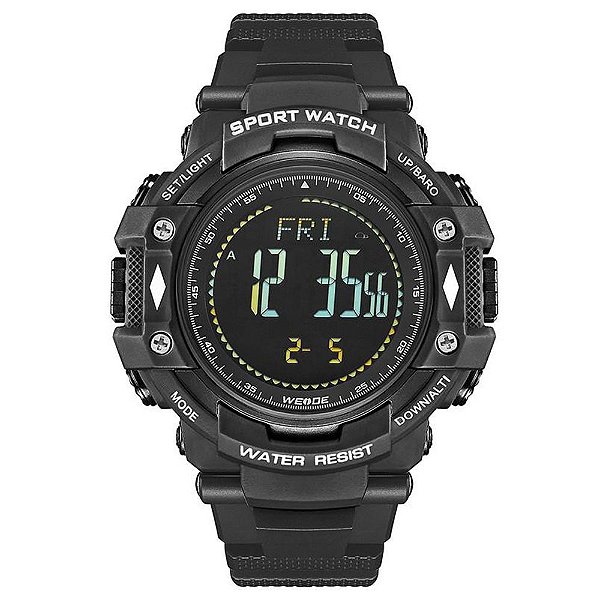 Relógio Pedômetro Masculino Weide Digital WA9J001 - Preto