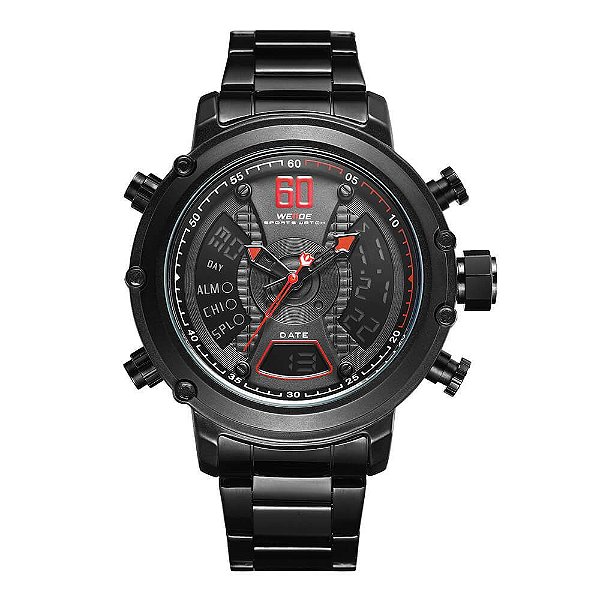 Relógio Masculino Weide AnaDigi WH-6905 - Preto e Vermelho