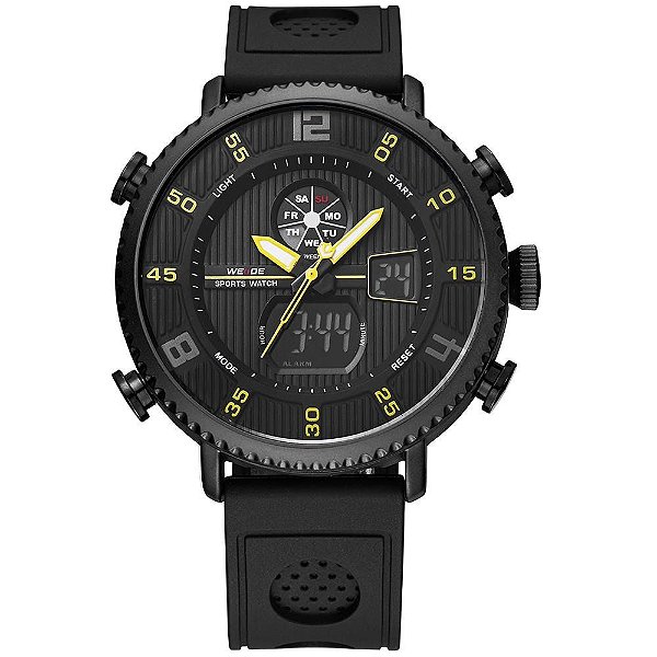 Relógio Masculino Weide AnaDigi WH-6106 - Preto e Amarelo