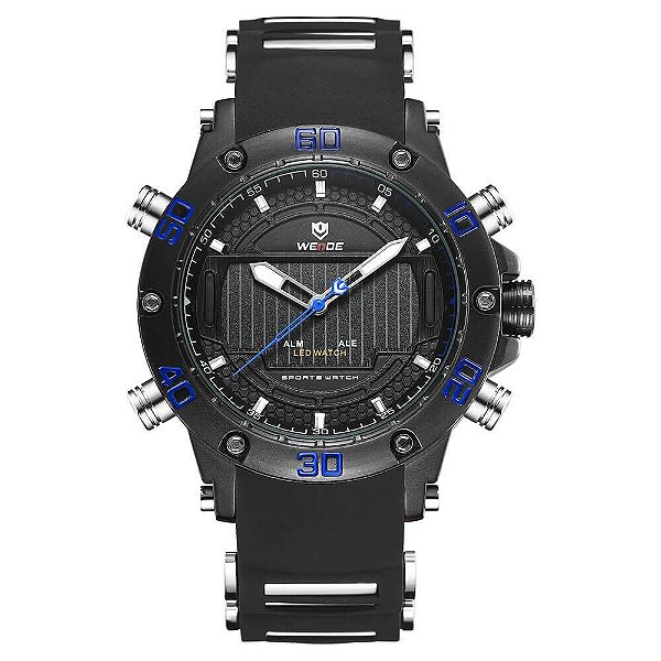 Relógio Masculino Weide AnaDigi WH-6910 - Preto e Azul