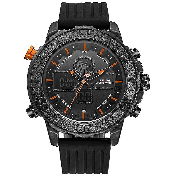 Relógio Masculino Weide AnaDigi WH-6108 - Preto e Laranja