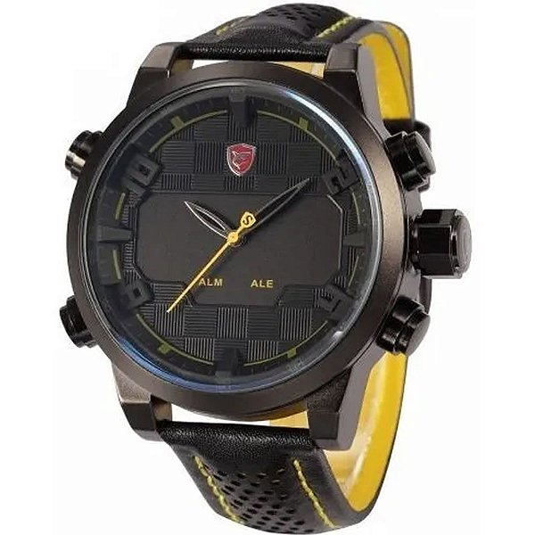 Relógio Masculino Shark AnaDigi DS019L - Preto e Amarelo