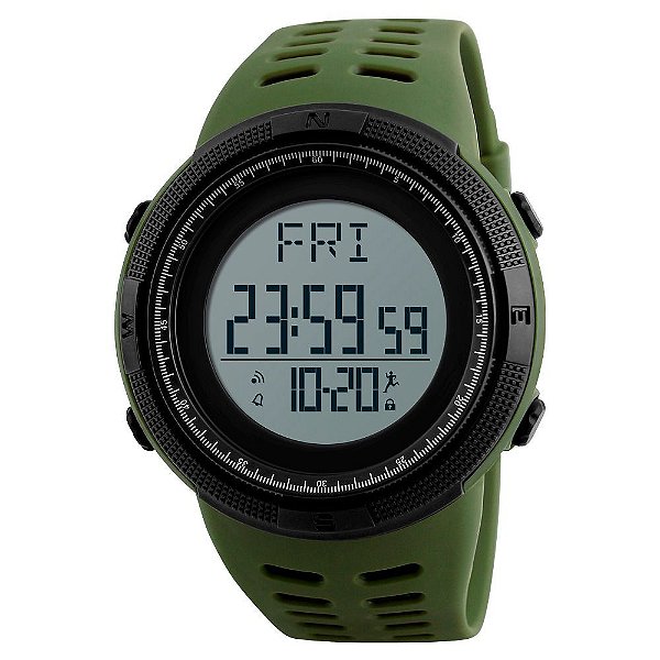 Relógio Pedômetro Masculino Skmei Digital 1295 - Verde e Preto