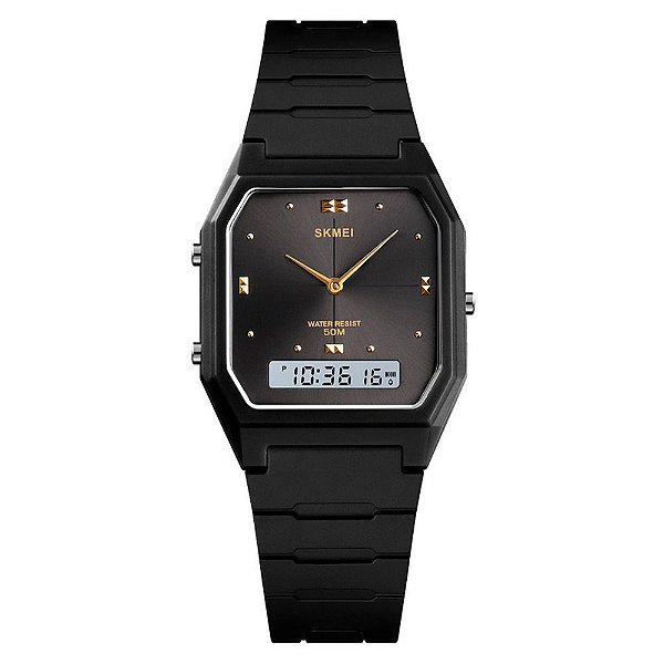 Relógio Feminino Skmei AnaDigi 1604 - Preto e Dourado