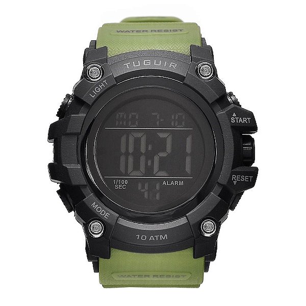 Relógio Masculino Tuguir 10ATM Digital TG109 Preto e Verde