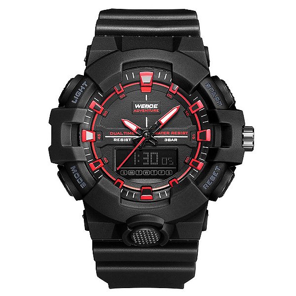 Relógio Masculino Weide AnaDigi WA3J8006 Preto e Vermelho