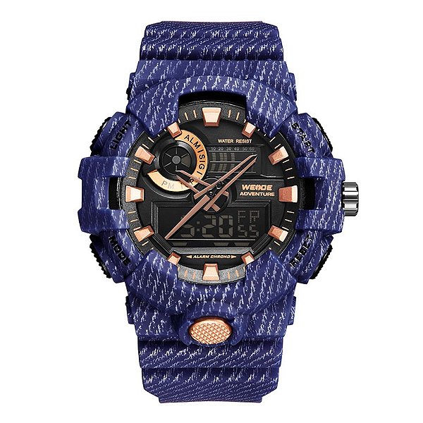 Relógio Masculino Weide AnaDigi WA3J8007 Azul e Rosé