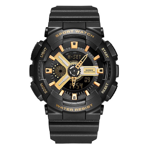 Relógio Masculino Weide AnaDigi WA3J8004 - Preto e Dourado