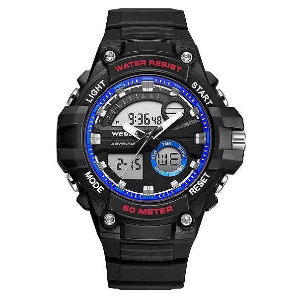 Relógio Masculino Weide AnaDigi WA3J8010 Preto e Azul