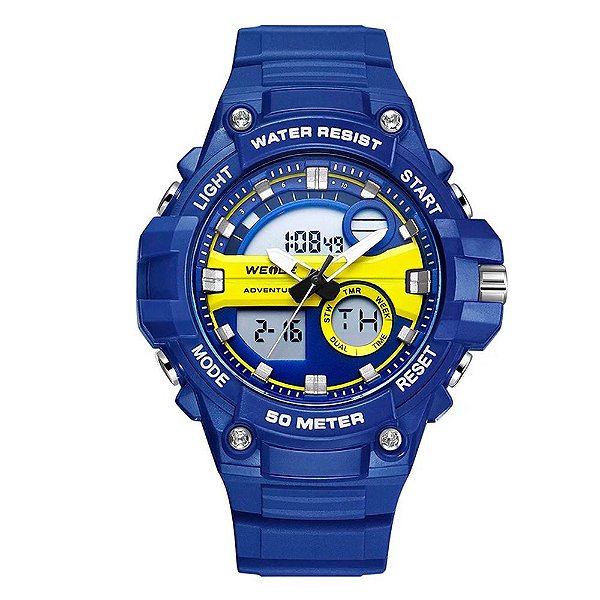 Relógio Masculino Weide AnaDigi WA3J8010 - Azul e Amarelo