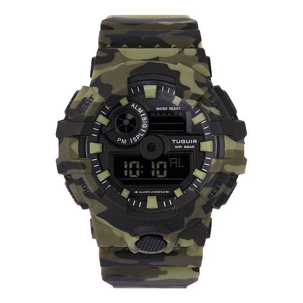 Relógio Masculino Tuguir Digital TG127 - Verde Camuflado