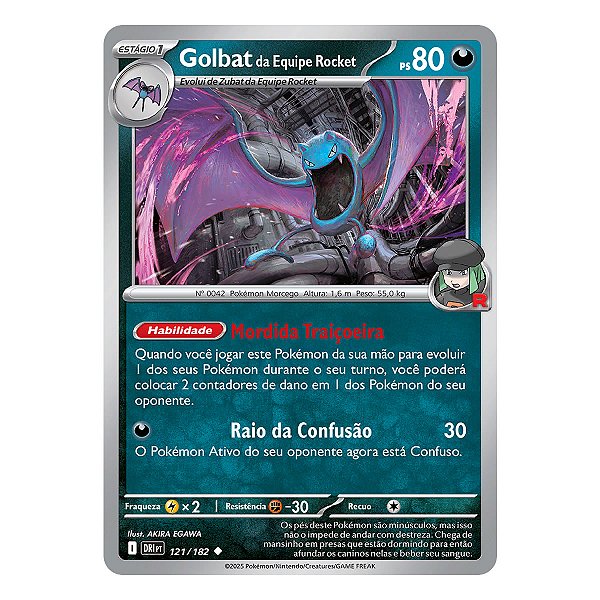 CARD POKEMON GOLBAT DA EQUIPE ROCKET (121/182) RIVAIS PREDESTINADOS