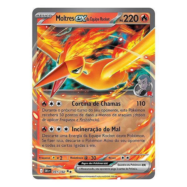 CARD POKEMON MOLTRES EX DA EQUIPE ROCKET (031/182) RIVAIS PREDESTINADOS