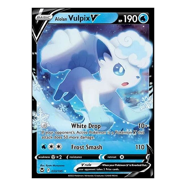 CARD : CARD POKEMON ALOLAN VULPIX V (033/195) PRIZE PACK SERIES  1  CARD
