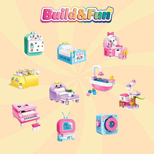 Bloco De Montar Set Build E Fun Casa Blind Box