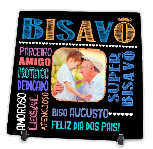 Azulejo Personalizado com Foto do Bisavô Presente Dia dos Pais  - Informe o Nome