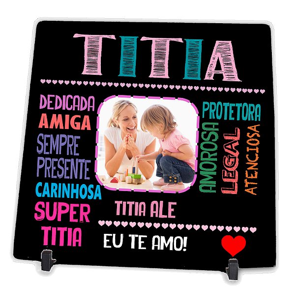 Azulejo Personalizado com Foto da Titia Presente para a Tia - Informe o Nome