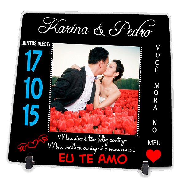 Azulejo Personalizado com Foto Casal Dia dos Namorados Presente Namoro - Informe os Nomes e a Data