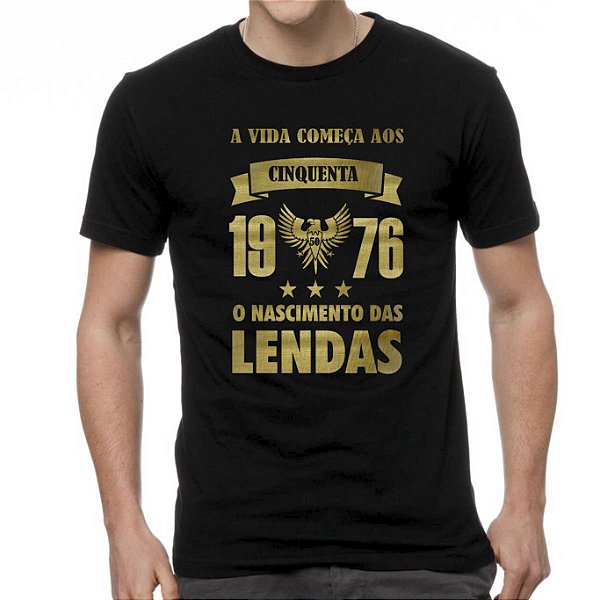 Camiseta Preta O Nascimento das Lendas Dourado - Informe o Ano e a Idade
