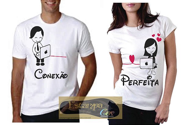 Kit Camiseta Casal Namorados Conexão Perfeita