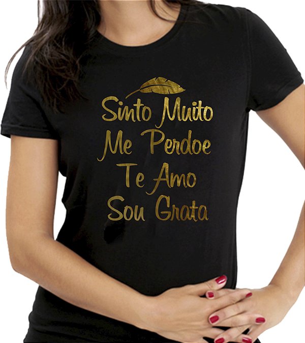 Camiseta Personalizada Preta Ho'oponopono Dourada
