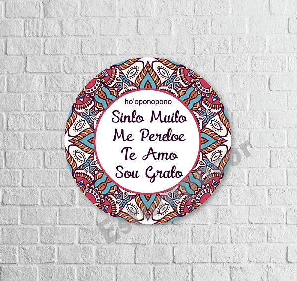 Placa Quadro Mandala MDF Ho'oponopono Gratidão 20cm