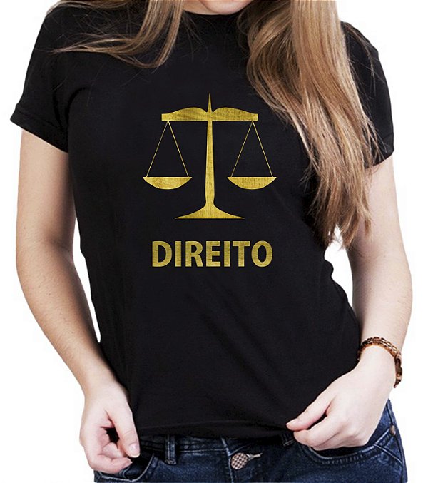 Camiseta Preta Curso de Direito Advogado Dourada