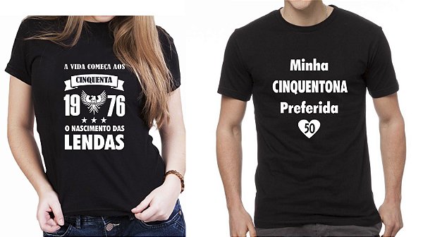 Kit Camiseta Preta Minha Cinquentona Preferida Aniversário 50 Anos - Informe o ANO