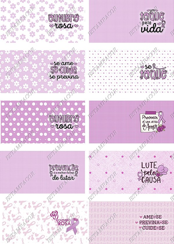 Recortes em Tecido Sublimado Para Confeccção de Chaveirinhos de Almofada Almochaveiros Outubro Rosa