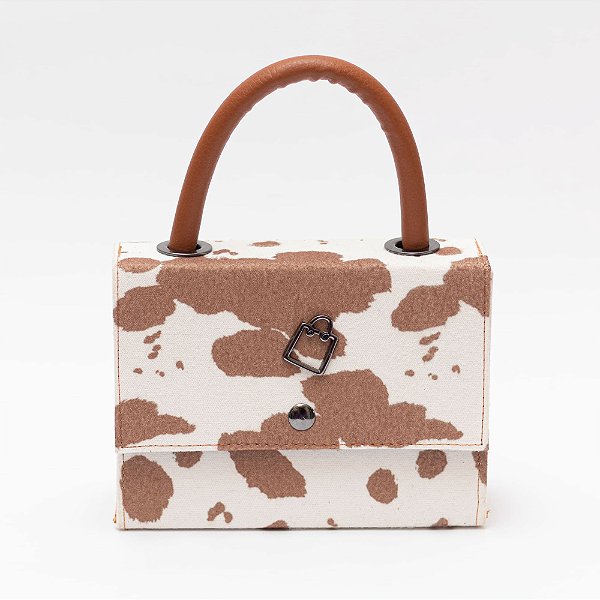 Bolsa Feminina Transversal Animal Print Estampa Manchas Marrom