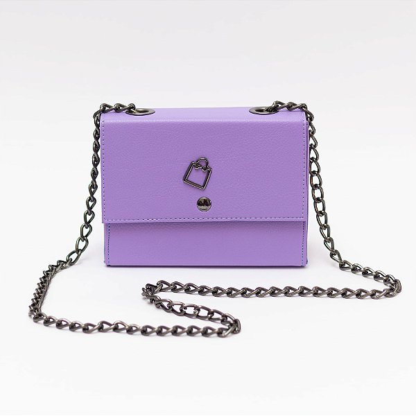 Bolsa Feminina Festa  com Alça Corrente Transversal Lilas