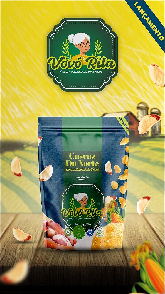 Cuscuz Du Norte C/Castanhas do Pará PREMIUM - 500G - Vovó Rita/Rei das Castanhas