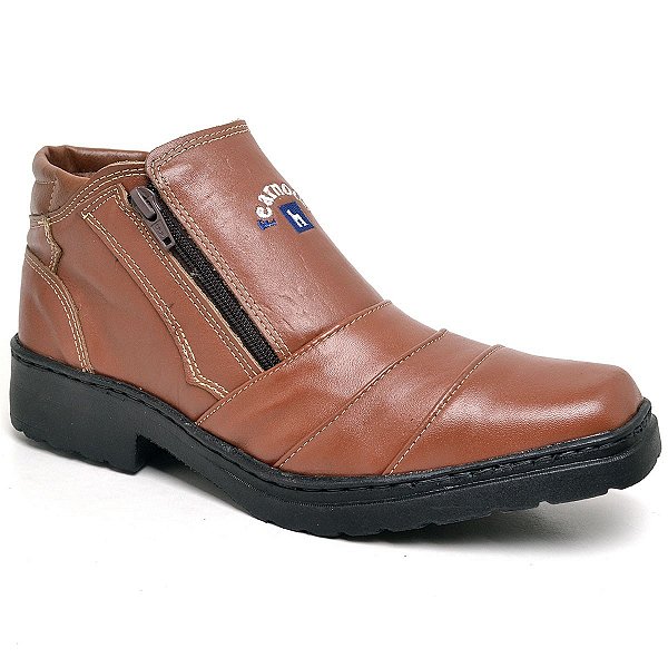 Bota Fearnothi Masculina COURO Bordada e Estilo Único- Cor Pinhão