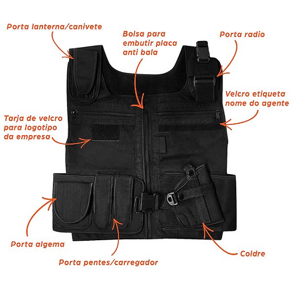 Colete Tático Militar Polícia Vigilante Segurança Airsoft - 6x Sem Juros