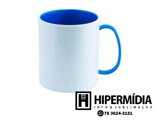 Caneca Polimero Alça e Interior Azul